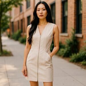 Kate Spade Saturday vintage cream zip front line dress sz 0